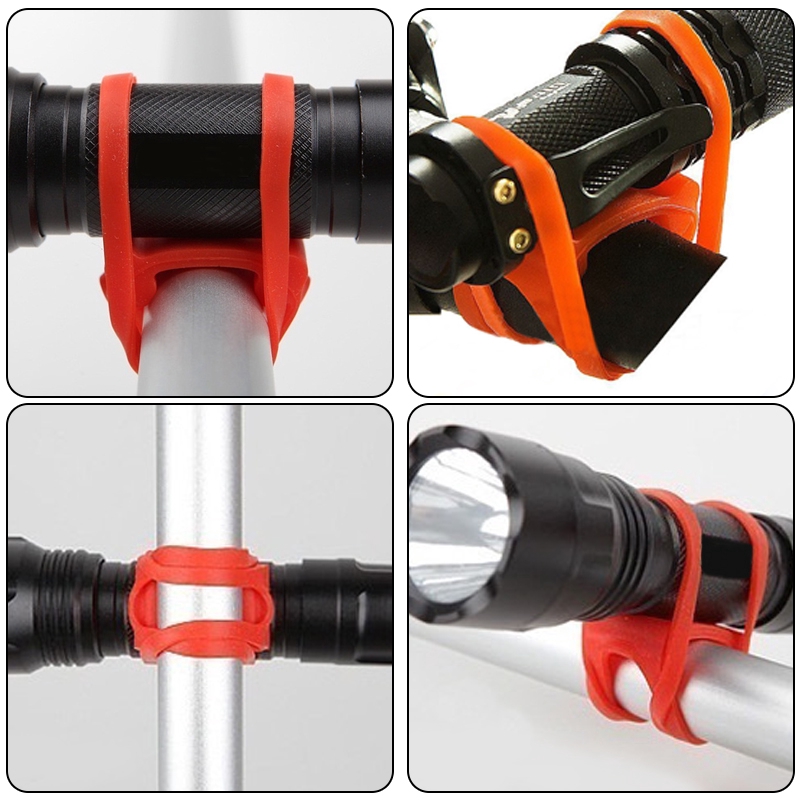 Phụ kiện xe đạp Bike Front Light Holder Bicycle Handlebar Flashlight Phone Silicone Fixing Tie Rope Strap