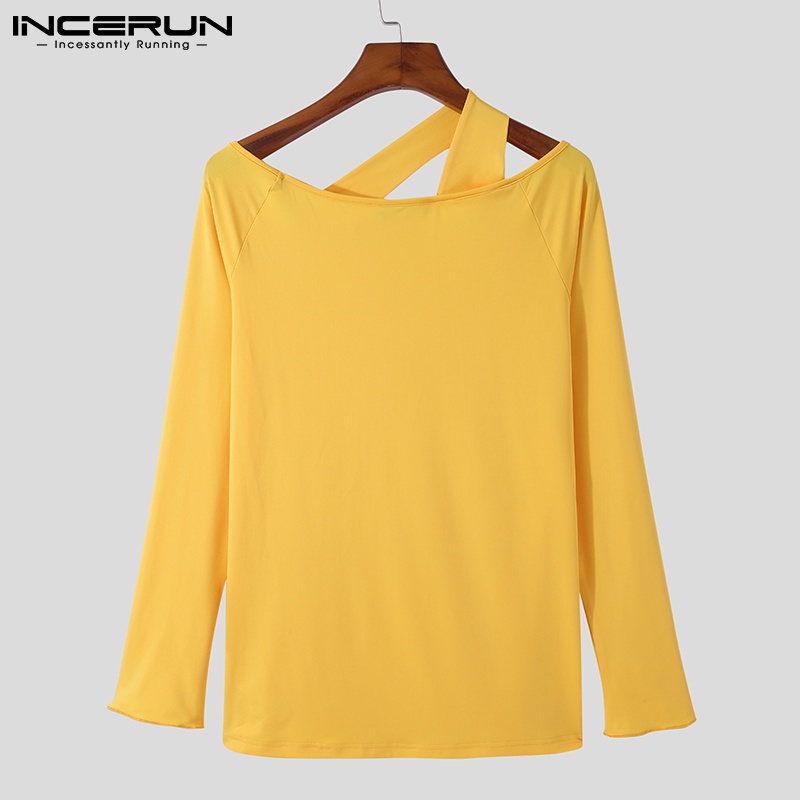 INCERUN Nam giới Dây đeo tay dài thông thường Hollow Out Áo thun co giãn