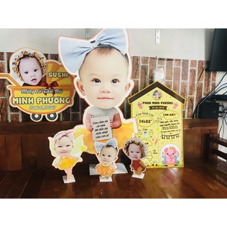 Set chibi trang trí sinh nhật bé gái siêu đáng yêu