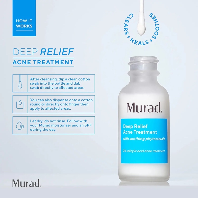 Serum chấm mụn cao cấp Murad Deep Relief Acne Treatment - Giảm mụn trứng cá, mụn nhọt sưng đỏ