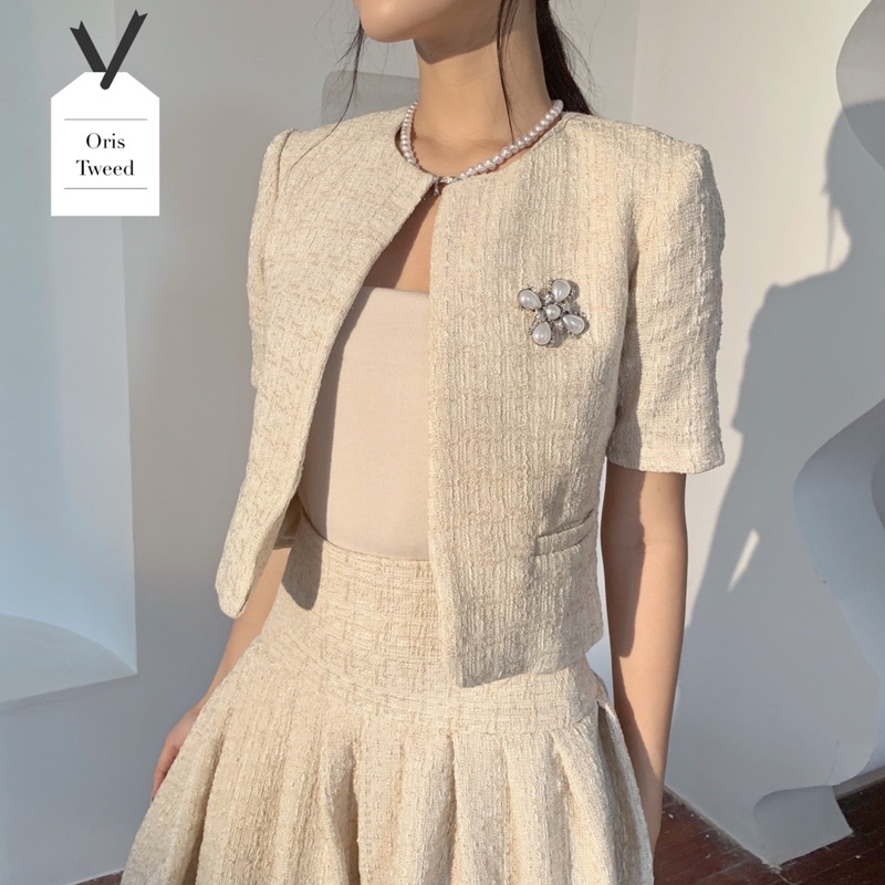 Chân váy dài midi tweed H.I.U ROOM, Oris skirt tweed hàn cao cấp dáng bồng H.I.U design 2021. | BigBuy360 - bigbuy360.vn