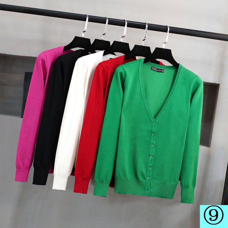 Áo Khoác Cardigan Dệt Kim Mỏng Tay Dài Cổ Chữ v Plus Size Cho Nữ