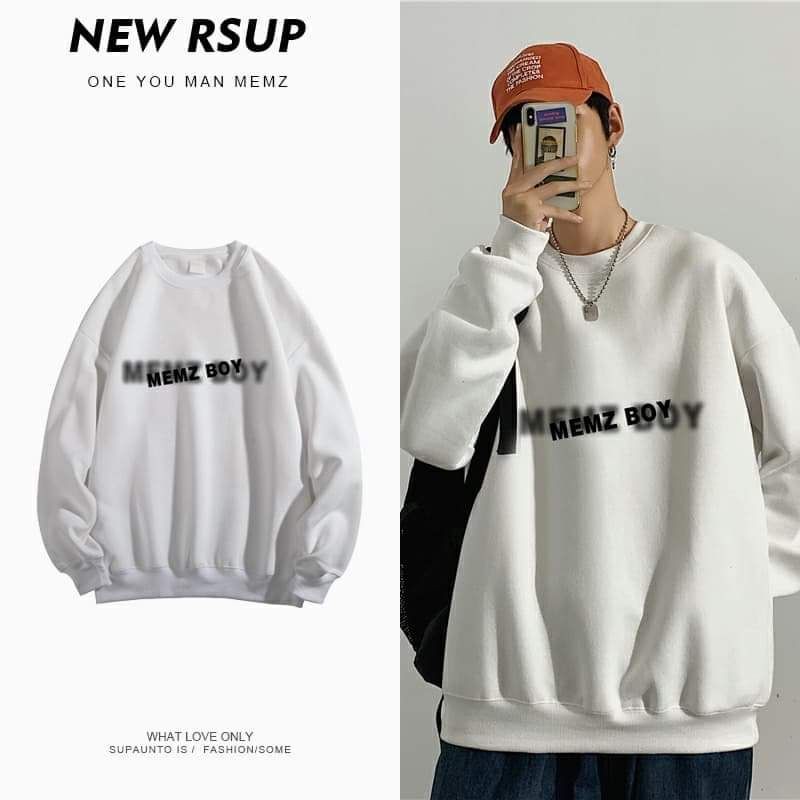 Áo Sweater nỉ in chữ Memz Boy unisex nam nữ