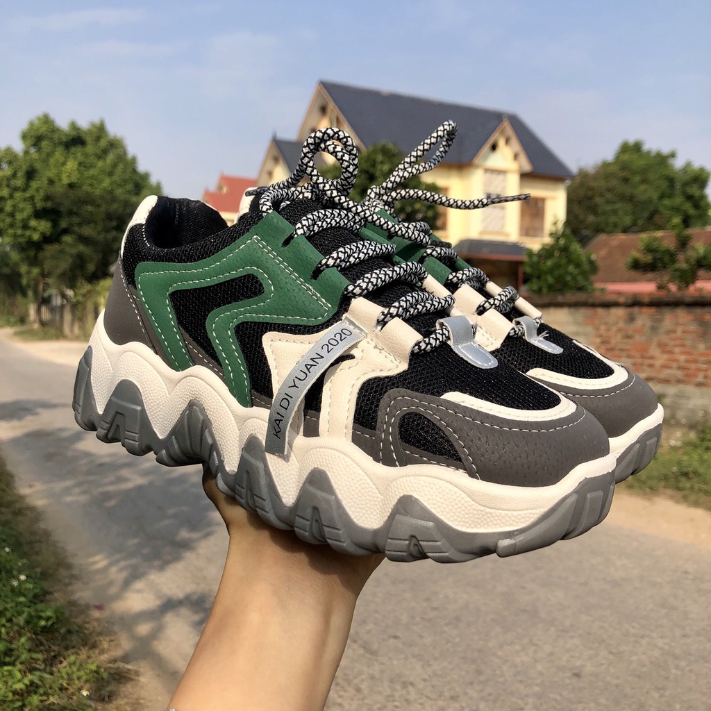 Giày Thể Thao Ulzzang Độn Đế Răng Cưa Xanh