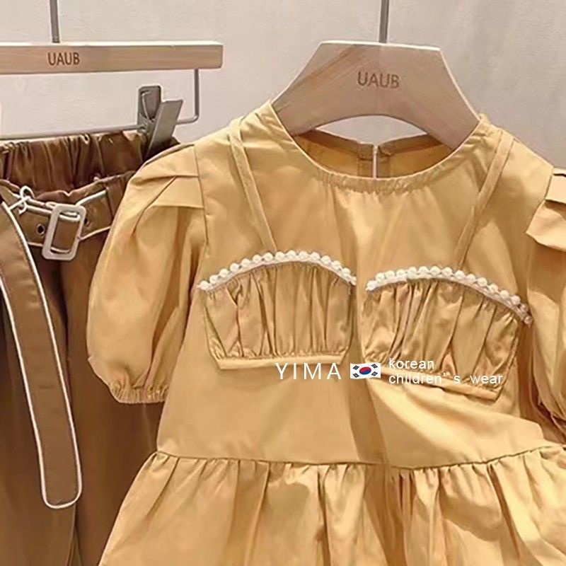 Áo Sơ Mi Tay Ngắn Phồng Phong Cách Hàn Quốc Thời Trang Mùa Hè Xinh Xắn Cho Bé Gái