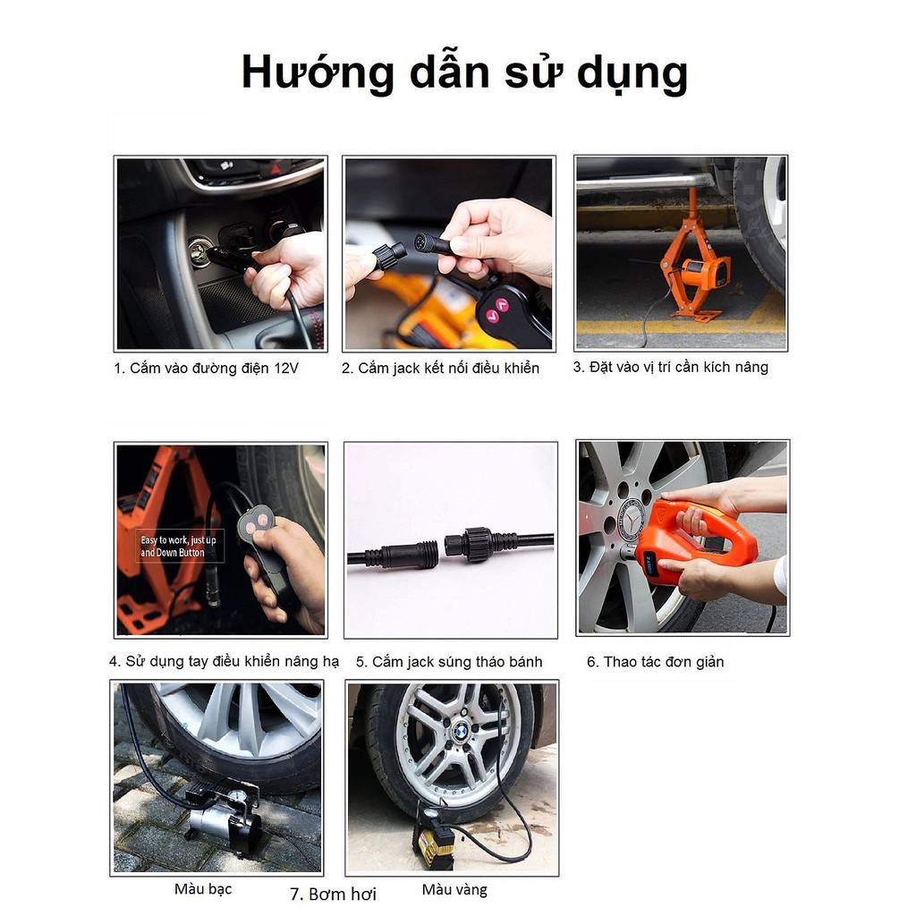 BỘ SẢN PHẨM KÍCH GẦM Ô TÔ + SÚNG BẮN ỐC + BƠM RCGTZ SỬ DỤNG NGUỒN 12V