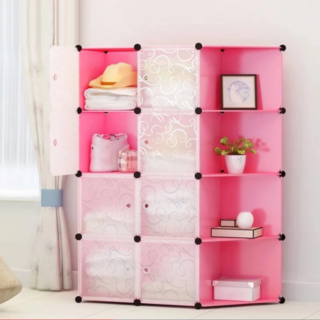 Tủ nhựa ghép 8 ô 4 góc sâu 47cm. Tặng kèm 1 treo đồ.