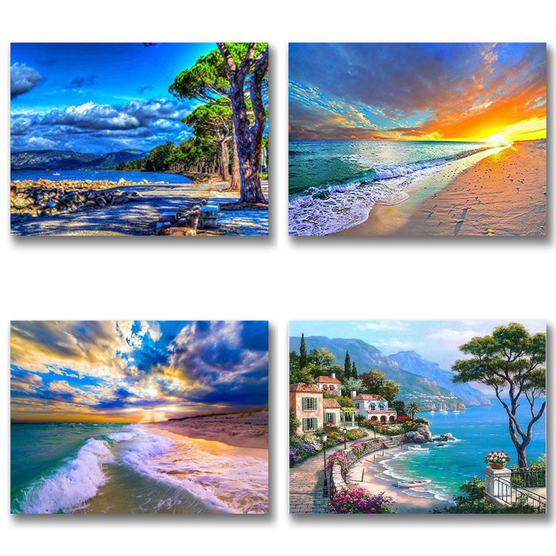 Tranh đính đá 5D DIY phong cách bờ biển độc đáo chất lượng cao | BigBuy360 - bigbuy360.vn