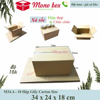 Bộ 10 thùng hộp giấy carton 34x24x18
