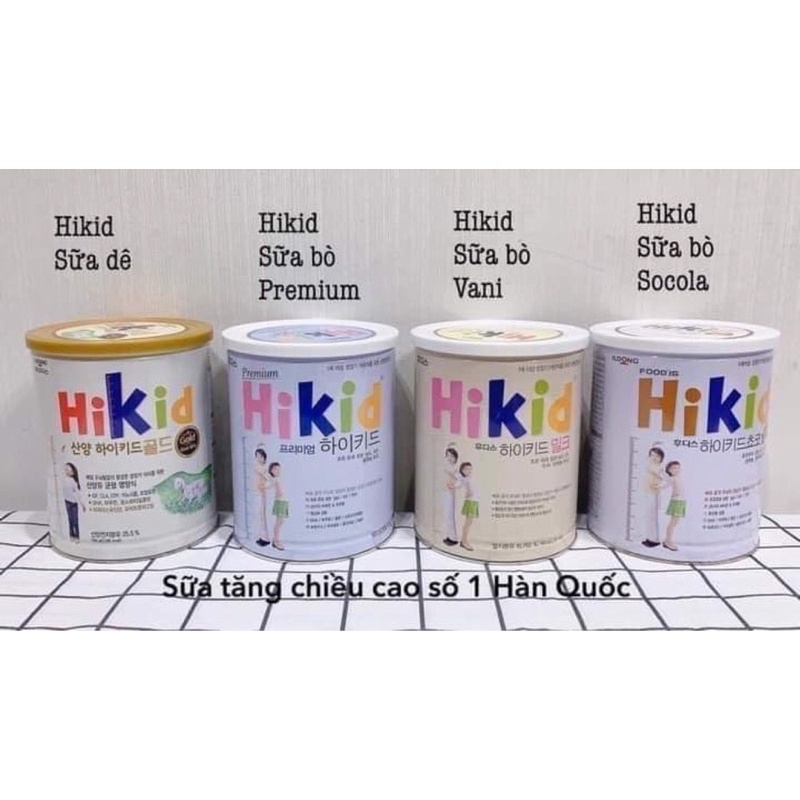 Sữa Hikid Dê 700G - Hikid Vị Vani - Socola- Tách béo Premium 600G