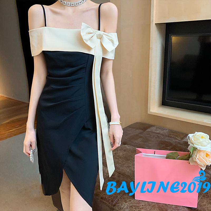 Đầm Hai Dây Dáng Dài Ôm Eo Đính Nơ Kiểu Pháp Thời Trang Mùa Hè Cho Bạn Gái