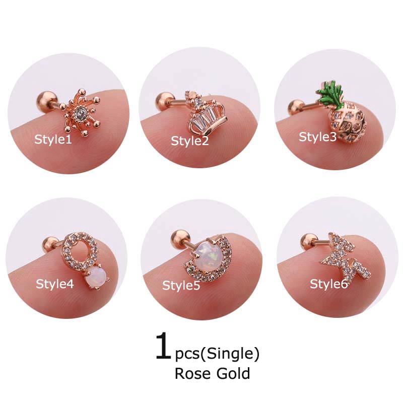 1 Chiếc Khuyên Tai Bằng Thép Dài 6mm