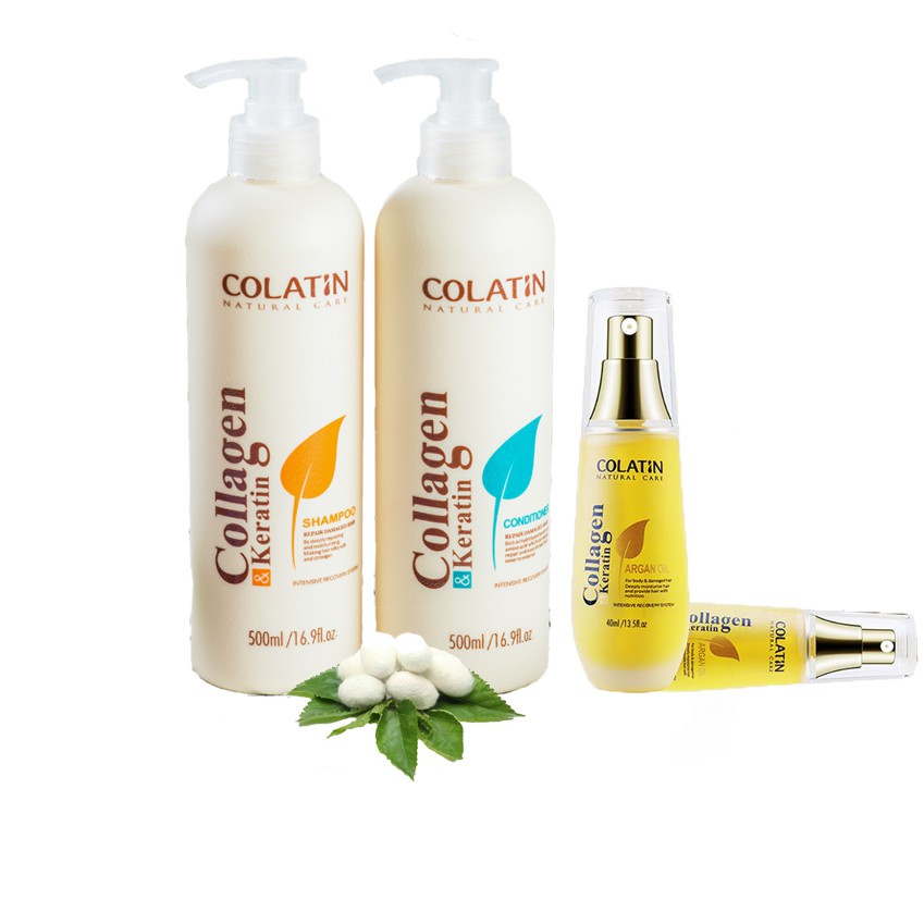 Trọn Bộ Gội - Xả Colatin 500ml Siêu Tiết Kiệm Siêu Mềm Mượt - Tặng Tinh Dầu Colatin