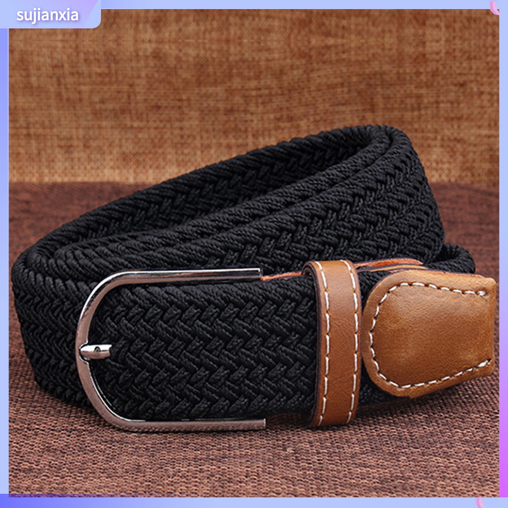 Sujianxia| Thắt Lưng Dây Bện Co Dãn Có Khóa Kim Loại Thời Trang Cho Nam Và Nữ