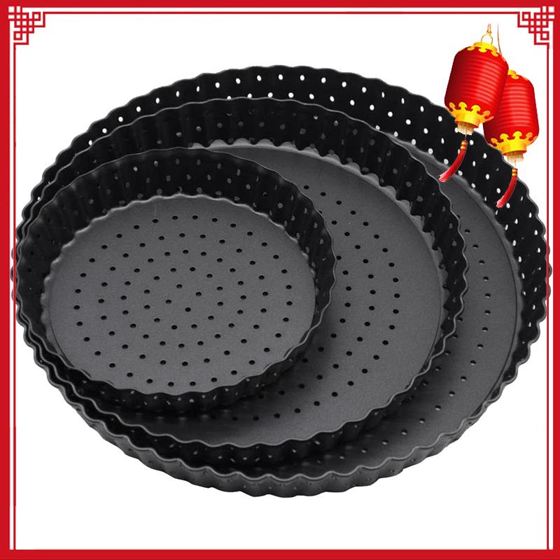 Khay Nướng Bánh Pizza 3 Lỗ Bằng Thiếc Chống Dính 14 / 20 / 24cm