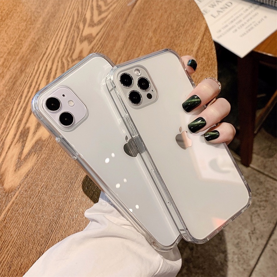 Ốp điện thoại acrylic trong suốt chống sốc 2 trong 1 thích hợp cho iPhone 13 12 11 Pro Xs Max XR X 8 7 6 6s Plus
