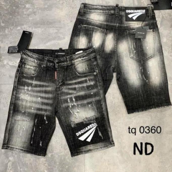 -Quần Jean cộc_Ngố DSQ xanh rách gối cho Nam 2021 ! * 🥇 !