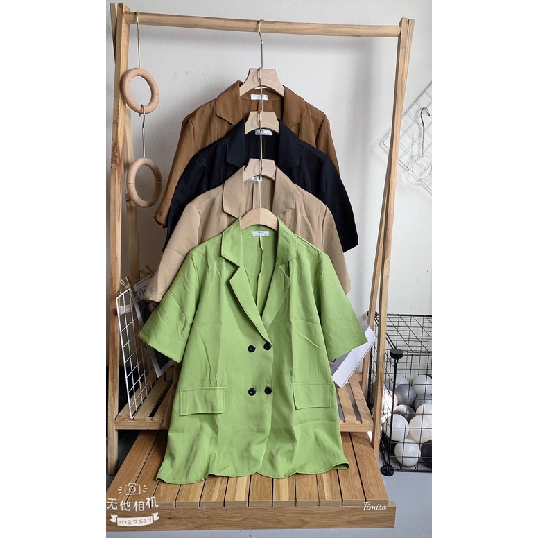 Áo Khoác Vest - Áo Blazer Nữ 4 Nút Cộc Tay Túi Nắp Ngắn Phong Cách Hàn Quốc Sang Chảnh