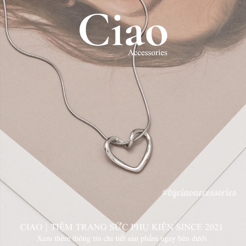 [HOẢ TỐC 1H] Dây chuyền/ Vòng cổ titan không gỉ thiết kế charm tim trendy đơn giản Lovie Ciao