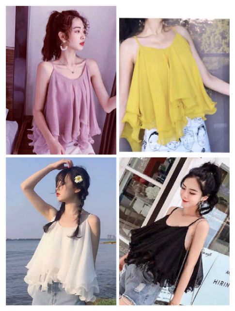 Áo 2 dây bèo nhún tầng ulzzang