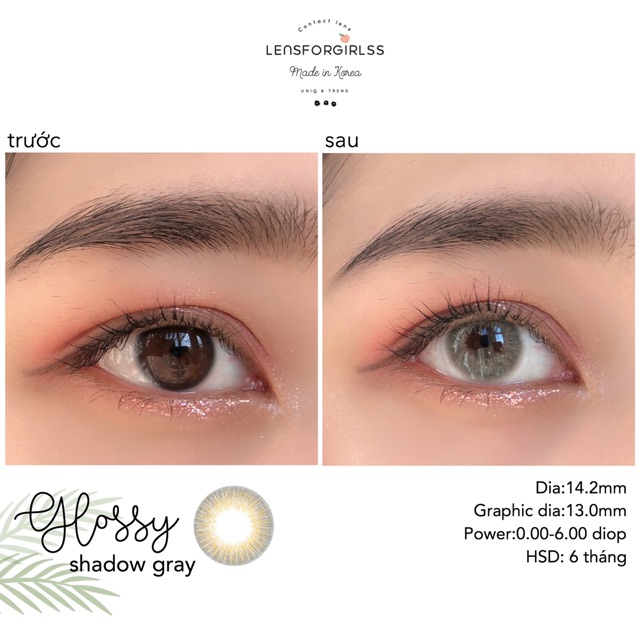 Kính áp tròng xám ánh rêu Siesta Glossy shadow gray dành cho mắt nhạy cảm - Pc Hydrogel | Hạn sử dụng 6 tháng