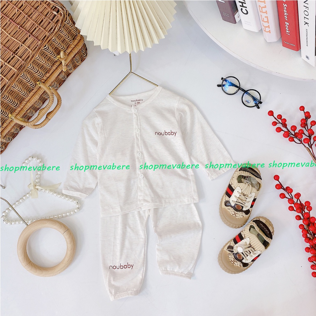 Bộ dài tay cotton NouBaby cài cúc giữa cho bé trai bé gái sơ sinh 3-13kg - 𝐁𝐎𝟑𝟐