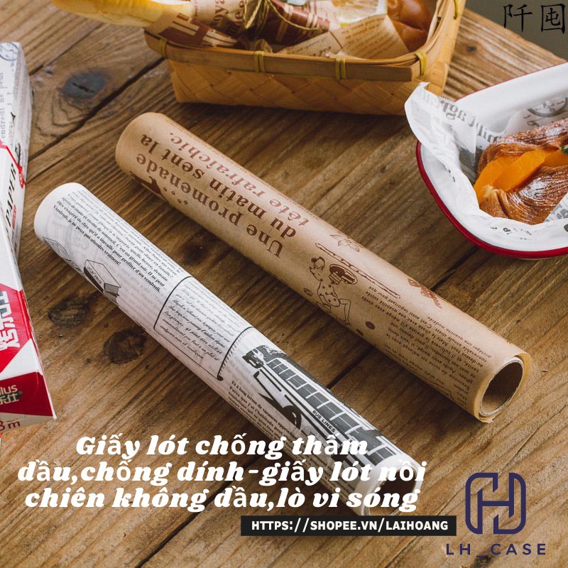 Cuộn giấy lót nồi chiên không dầu chống thấm-chống dính, giấy nướng bánh lò vi sóng khổ ngang 30cm dài 8 mét