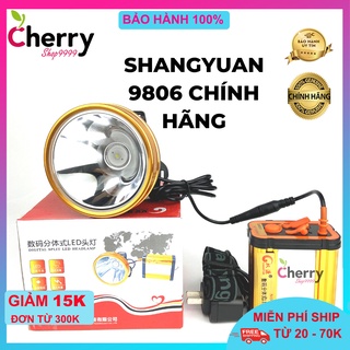 Đèn pin đội đầu SHANGYUAN 9806 LED 200W đèn đeo đầu siêu sáng bình rời có đèn phụ bên hông