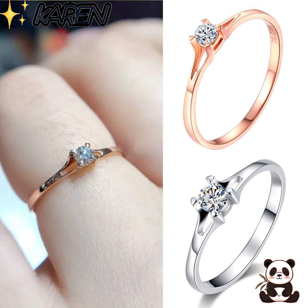 Nhẫn đính đá zircon tròn nhiều màu thời trang cổ điển kích thước 6-10 cho nữ