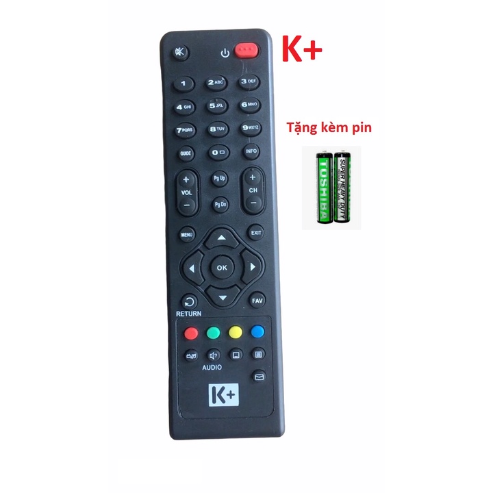 Điều khiển đầu thu K+ vuông-Tặng kèm pin- Remote đầu thu truyền hình đầu K+ loại vuông