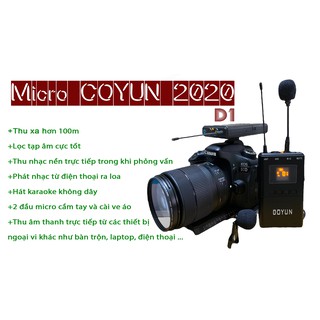 Micro wireless COYUN 2020 [D1] Dùng cho máy ảnh, máy quay, điện thoại di động, hát karaoke, kết nối không dây