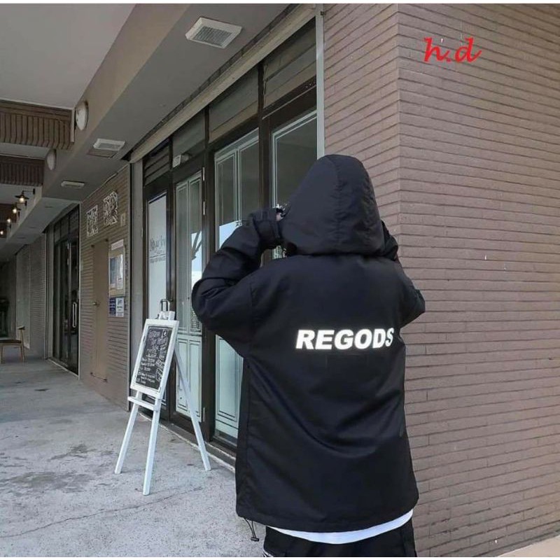Áo khoác gió Rego phản quang hàng chất gió 1 lớp có hình in phản quang freesize 55kg | BigBuy360 - bigbuy360.vn