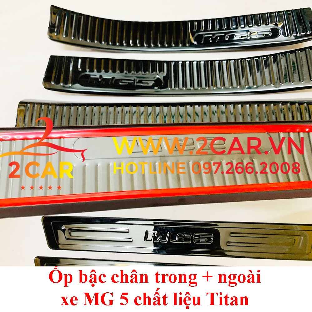 Ốp Bậc Cửa, Nẹp bước chân Trong Ngoài Xe MG5, MG 5 2021, 2022, 2023 chất liệu Titan cao cấp