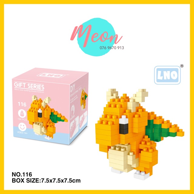 Mini Block | Đồ chơi xếp hình lego | - Charizard (pokemon) - 217 pcs