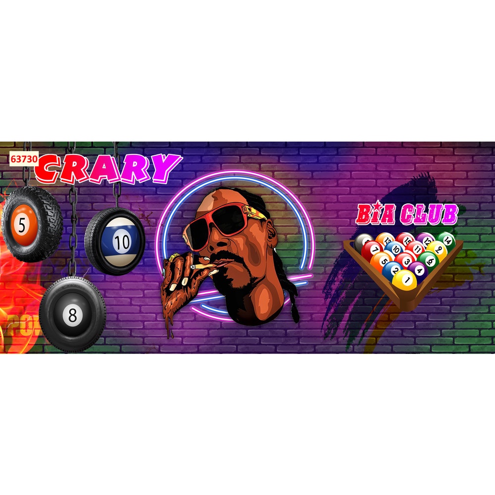Tranh dán tường club bida 3D tặng kèm keo dán tường