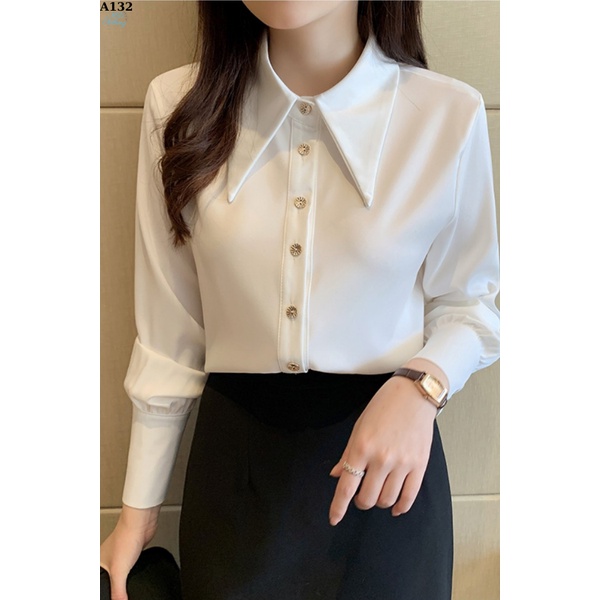 A132 áo sơ mi tay dài vải Lụa mango