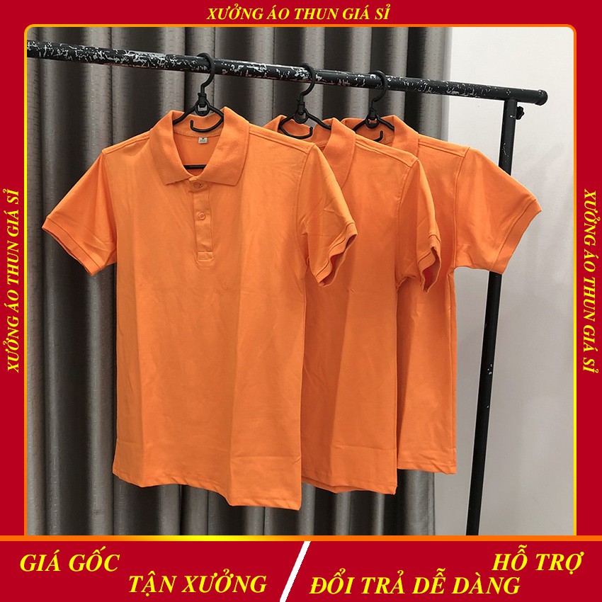 Áo thun nam polo - Áo cá sấu poly cổ trụ 4 chiều màu Cam