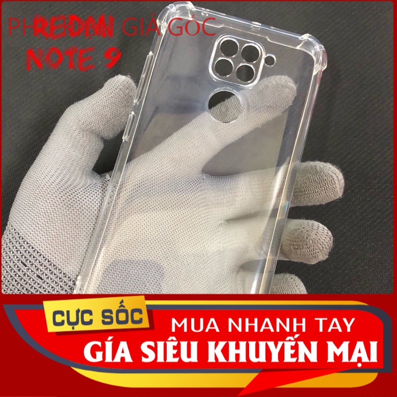 Ốp Lưng Xiaomi Redmi Note 9 Dẻo Trong Suốt Chống Sốc Có Gù Bảo Vệ 4 Gốc