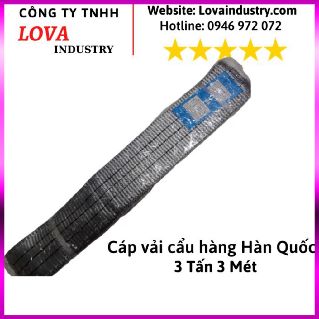 Dây Cáp Vải Cẩu Hàng Bản dẹp Hàn Quốc 3 Tấn 3 mét - ( Kho Hàng)