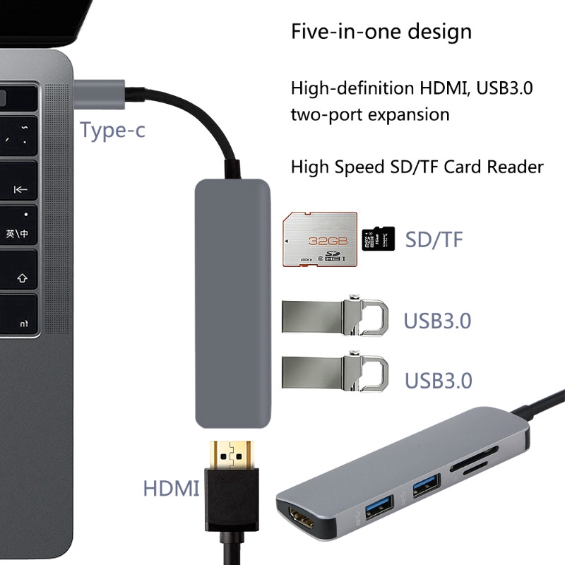 USB C HUB USB-C to 3.0 HUB HDMI PD Thunderbolt 3 Adapter Type C USB HUB