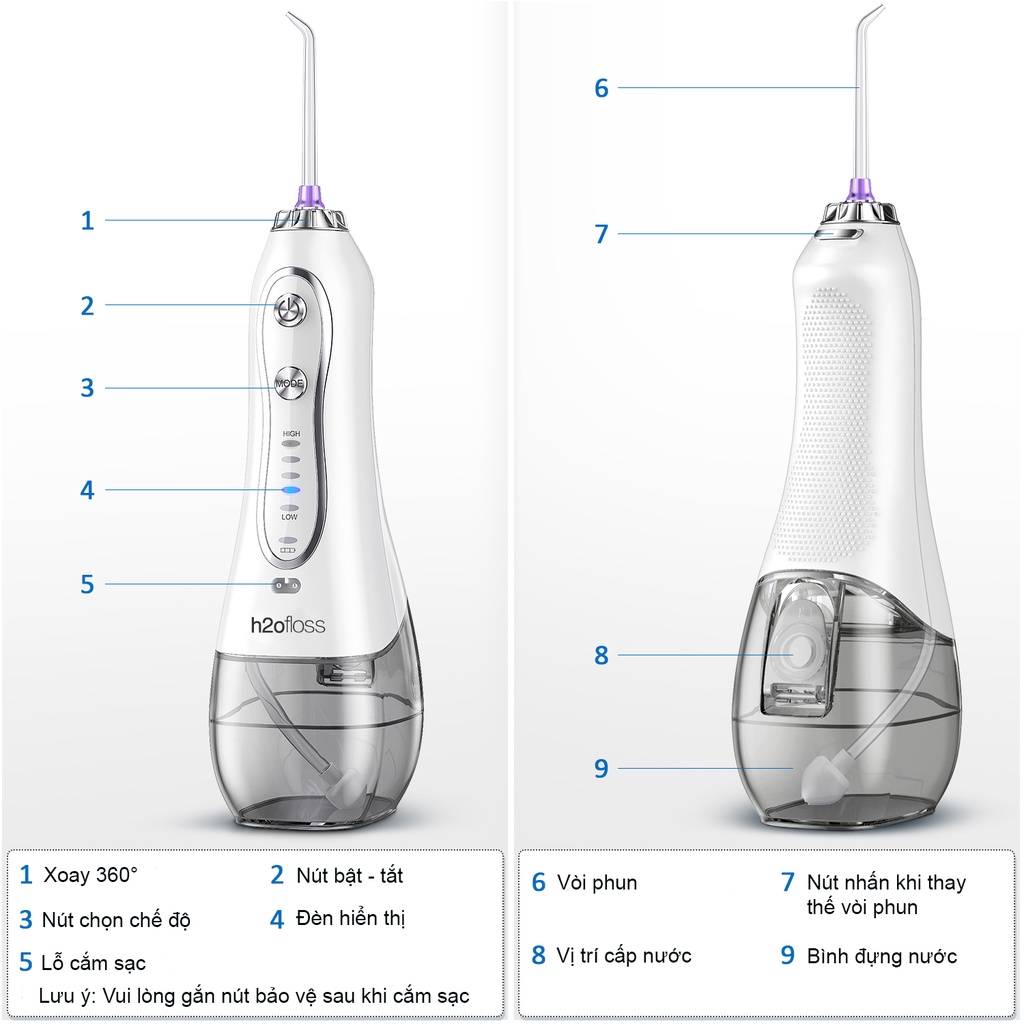 Máy tăm nước H2ofloss HF-6,HF-9P vệ sinh răng miệng