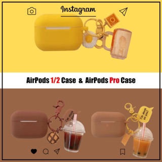 Case airpod 1/2 kèm móc phụ kiện trà sữa