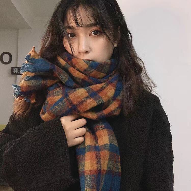 Khăn choàng cổ họa tiết kẻ ô màu bạc ấm áp mùa đông phiên bản han hàng mới dành cho học sinh nữ 2021
 | BigBuy360 - bigbuy360.vn