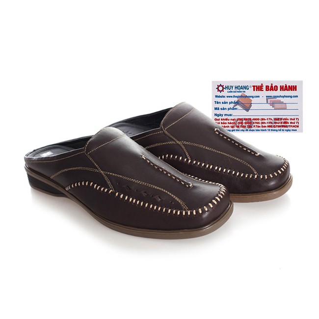 HP7125 - Giày sabo nam Huy Hoàng da bò màu nâu đậm