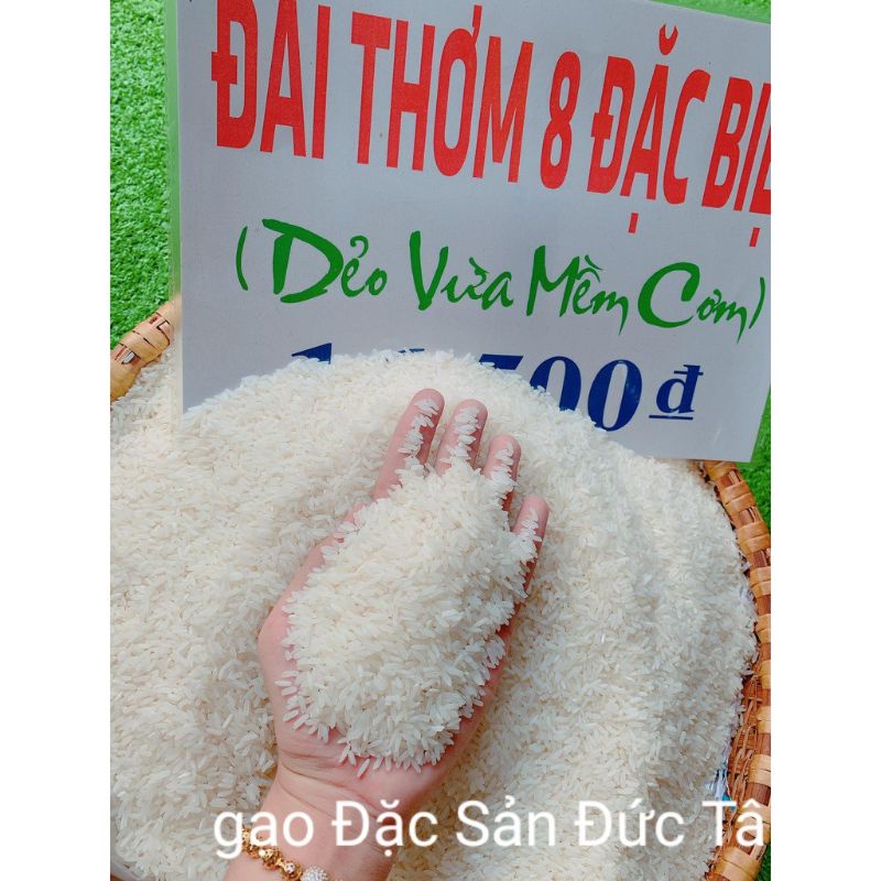 Gạo Đài Thơm 8 $ Đặc Biệt, thơm dẻo mềm cơm (bao 5 kg).