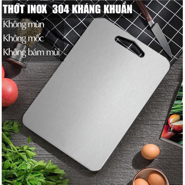 Thớt Inox 304 kháng khuẩn chống ẩm mốc -size 30*23- Siêu bền bảo hành 5 năm