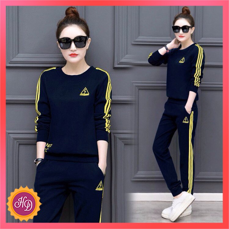 Set Đồ Bộ Thu Đông Nữ Thể Thao Viền Sọc Thời Trang Mặc Nhà Cao Cấp | BigBuy360 - bigbuy360.vn