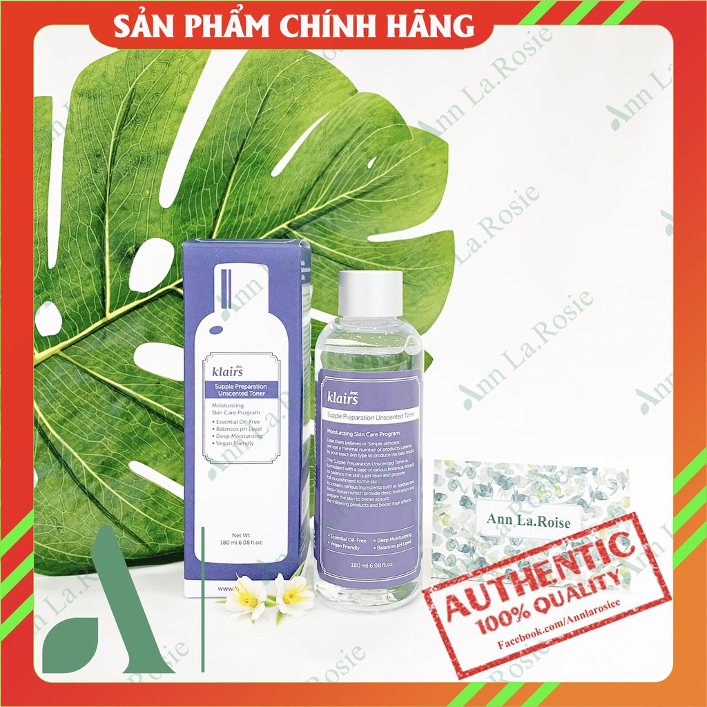 Toner không mùi Klairs Supple Preparation Unscented 180ml