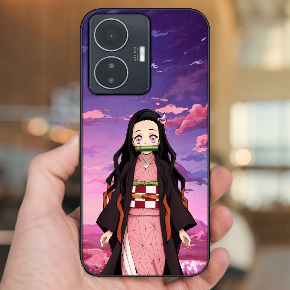 Ốp lưng Vivo Y55 2022 viền đen in hình Nezuko Kimetsu no Yaiba