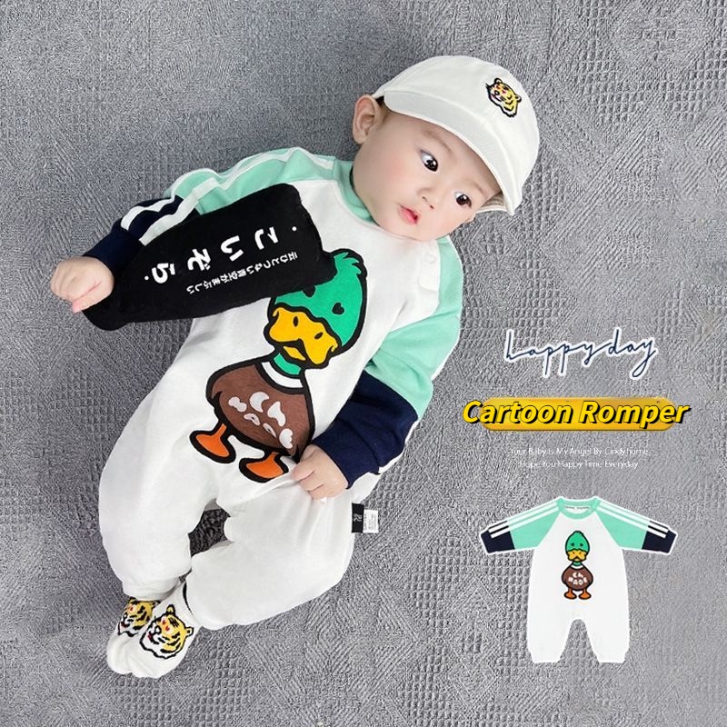 Bộ Áo Liền Quần Tay Dài Thời Trang Mùa Thu Xinh Xắn Cho Bé Sơ Sinh